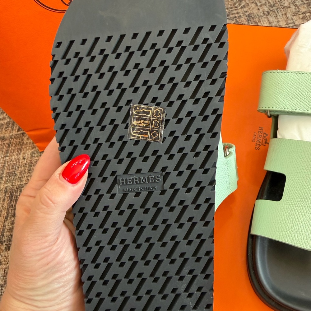 Hermes Mint Green Chypre Sandals - Picture 8 of 9